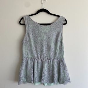 Anthropologie Deletta Gray and Mint Green Peplum